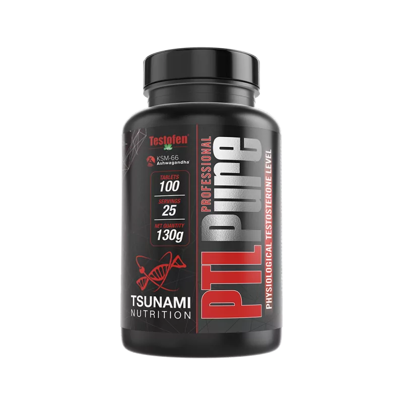 Tsunami Nutrition PTL Pure 100 tbl, Precursore naturale testosterone KSM66®, Tribulus terrestris e TESTOFEN® per STIMOLARE LA LIBIDO